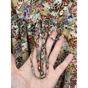 Entro Floral Mini Dress Size Large V-Neck Long Sleeve Tie Waist Boho Festival thumbnail 4