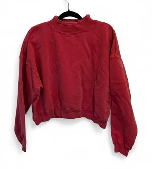 Vintage 90's Moda 100% cotton mock turtle neck crop sweatshirt Large thumbnail 1