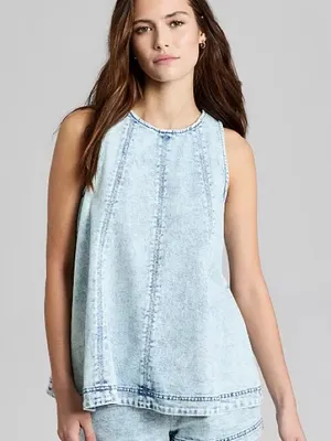 052- And Now This Blue Denim Denim Sleeveless Tunic Top Size XXS thumbnail 1