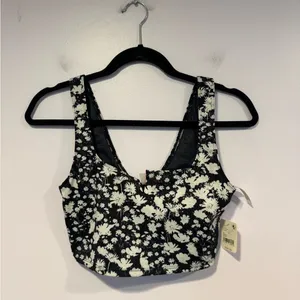 NWT Free People Movement ashford lose control black‎ floral sports bra thumbnail 2