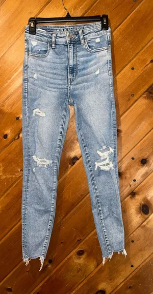 American Eagle highest rise jeggings distressed skinny jeans thumbnail 1