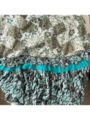 Anthropologie Raga Floral Patchwork Cotton Boho Earth Tones Maxi Skirt M $185 thumbnail 8
