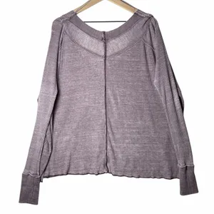 Free People We The Free Oversize Purple Burnout Lightweight Long Sleeve Shirt M thumbnail 2