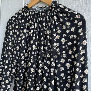 Reformation Ecovero‎ Black Floral Long Sleeve Theodora Top Blouse Size XS thumbnail 2