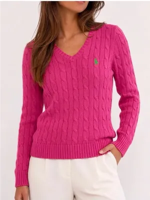 Ralph Lauren Pink Cable Knit Sweater Size Medium Women’s thumbnail 1