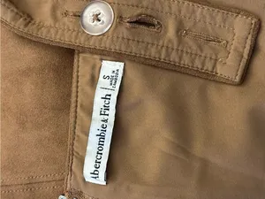 Abercrombie & Fitch Faux Suede Mini Dress Brown Square Neck Pockets Size Small thumbnail 4