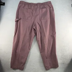 Old Navy 2X High Waisted Pulla Utility Pants Comfort Casual Pull On Pink‎ Barrel thumbnail 10