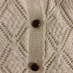 🧶 Vintage Amana Woolen Mill White Knit Button Front Sweater Vest | Size L thumbnail 6