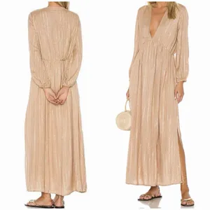 Sundress REVOLVE Chicago Long Maxi Dress XS/S Gold Sequin Lurex Boho Resort NWT thumbnail 2