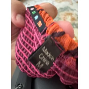 Silk Strapless Tube Top Pink Orange Abstract Print Smocked Hem Medium CMF10901 thumbnail 3