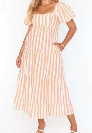 Show Me Your Mumu Linds Midi Dress ~ Dreamsicle Stripe Linen thumbnail 1