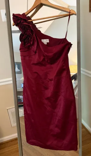Jessica Simpson Red One Shoulder Dress Size 10 thumbnail 1