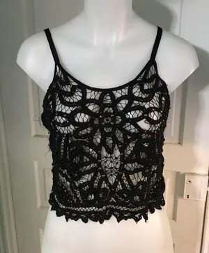 Free People Lace & Beaded Tank SzM thumbnail 2