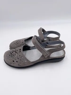 Naot Arataki Perforated Leather Slingback Mary Jane Flat Size 37 / 6 Grey Marble thumbnail 8