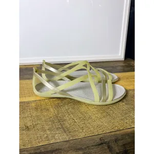 Crocs Sandals Womens 4 Isabella Pale Yellow Gold Strappy Slip On‎ Gladiator thumbnail 2