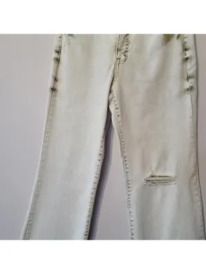 Sam Edelman Bay Flare Jeans Moss Green & Sand Sz 28 Grunge thumbnail 6