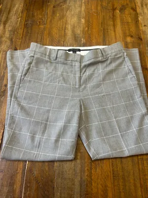 Ann Taylor Gray Windowpane Cropped Dress Pants thumbnail 5