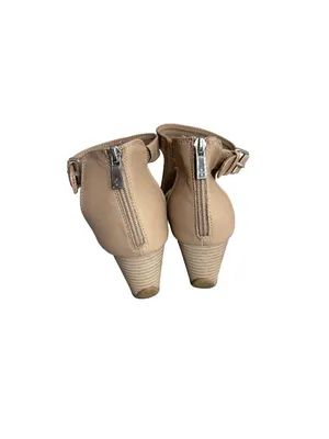 Reaction Kenneth Cole Gracie Nude Tan Peep Toe T Strap Wedge Size 8 Women's thumbnail 3