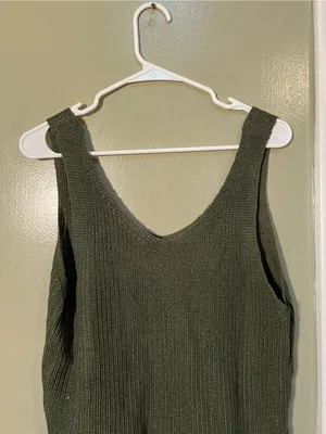 Women’s Size Large Sleeveless Sweater Reversible Scoop Neck V-Neck Knit Green thumbnail 6