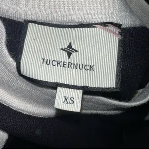 Tuckernuck Marie Dress Navy White Contrast Trim Knit Shift Mini XS thumbnail 9