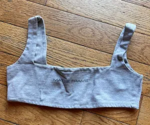 Matte Frame Gray Sports Bra Crop Top Lounge XS thumbnail 1