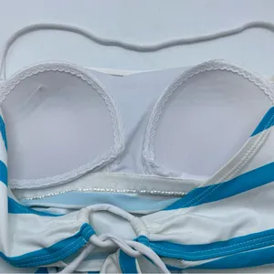 Lauren Ralph Lauren Women Tankini Swimsuit Top LR44E88 Turquoise Stripe Size 10 thumbnail 8