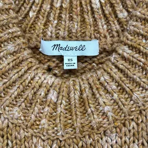 Madewell Pointelle Puff Sleeve Sweater Marled Copper Brown XS AD049 thumbnail 5