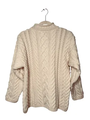 Paul James Cable Knit Sweater Cream Wool SZ S thumbnail 2