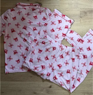 Tahari Pink Bow Print Pajama Set thumbnail 5