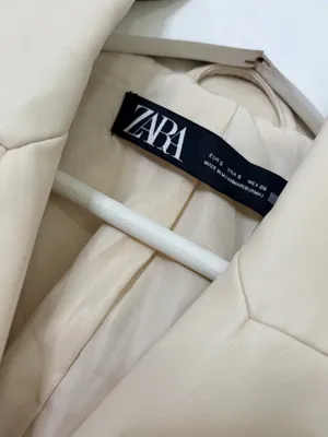Zara Women’s S Ivory Faux Leather Double Breasted Blazer Quiet Luxury Minimalist Chic thumbnail 4