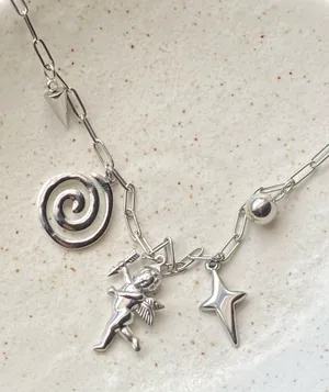 Handmade vintage retro boho fairy funky y2k grunge style fully stainless steel necklace👼🌀⭐️ thumbnail 4