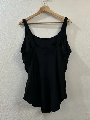 Speedo Womens Side‎ Shirred Endurance One Piece Swimsuit Black Size XXL thumbnail 6