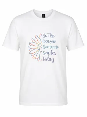 Gildan Unisex 100% White Cotton “Be the Reason Someone Smiles Today” TShirt Size XL thumbnail 1