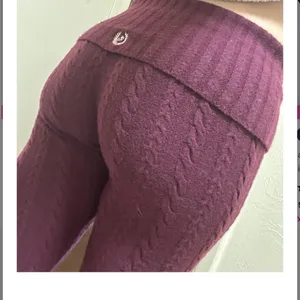 Pink Collegiate Cable-Knit Foldover Flare Pants‎ thumbnail 5