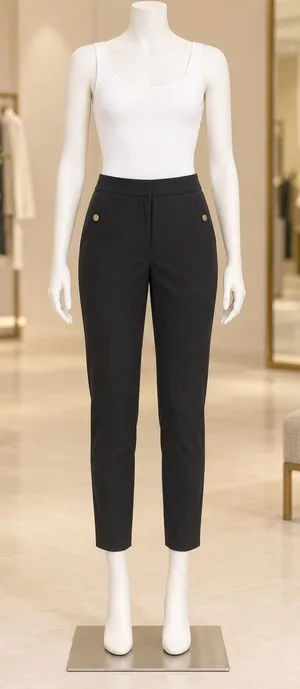 J.Crew Linen Cotton Pants Black Tapered Elastic Back Waist Womens Size 6 thumbnail 1