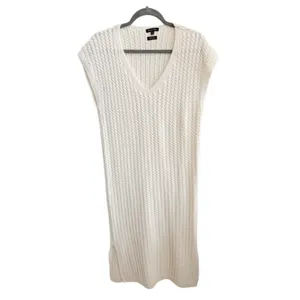 Massimo‎ Dutti ITALIAN YARN Designer Cream lightweight Knit Maxi Dress Luxury M thumbnail 6