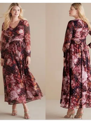 Soft Surroundings Rina Silk Floral Maxi Dress Women’s Size 14 thumbnail 2