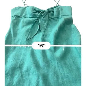 Le Muse Women's 100% Linen Bow Front Asymmetrical Midi Dress Teal Blue Sz 6 thumbnail 14