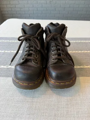 Vintage Y2K Dr. Martens 8550 Brown Leather Chunky Boots Made in England Size 6 thumbnail 4