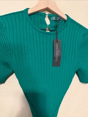 Manière De Voir Knitted Cutout Jumpsuit Green Catsuit Bodycon Size XS NWT thumbnail 4
