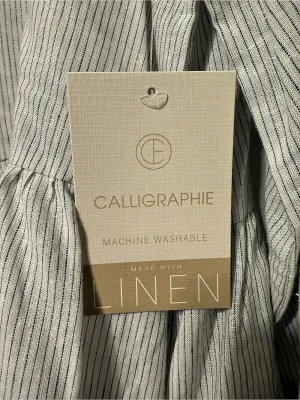 Calligraphie Striped Linen Tunic in White & Blue Size XL NWT thumbnail 3