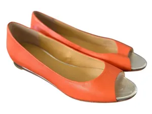 Cole Haan Nike Orange & Silver Leather Peep Toe Micro Heel Ballet Flat thumbnail 1