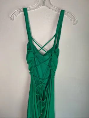 NWT Selfie Leslie Green Square-Neck Ribbed Midi Dress with Side Slit thumbnail 7