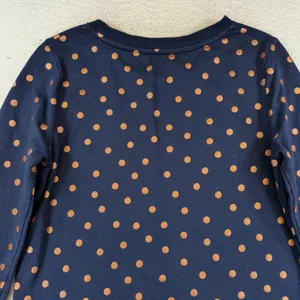 Boden Navy Blue Copper Metallic Polka Dot Cotton Long Sleeve Tunic Dress US 4R thumbnail 9