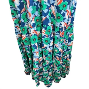 Aakaa green floral maxi dress halter side cutouts summer tiered feminine medium thumbnail 3