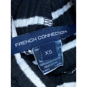 French Connection Black Striped Sleeveless Mock Neck Midi Sweater Tank Dress XS thumbnail 3