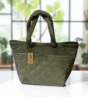 Steve Madden Olive Green Quilted Tote Bag Zip Pocket New with Tags‎ thumbnail 1