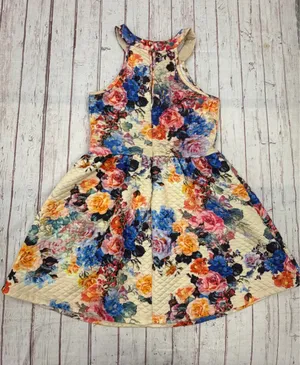 Dainty Hooligan watercolor Floral Quilted Halter Dress - Print A-Line Sundress thumbnail 5
