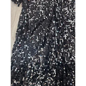 Melloday Black Sequin Short Sleeve Mini Dress with Ruffled Collar‎ XS thumbnail 8