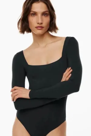 Aritzia Black Long-Sleeve Square Neck Bodysuit thumbnail 1